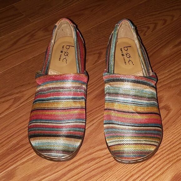b.o.c. Born Nadiyya Striped Canvas Clogs Size 7.5M - Picture 2 of 8